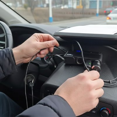 Adaptateur allume cigare. Les trois boutons à côté du trou d'éclairage de la cigarette peuvent contrôler individuellement l'interrupteur du trou d'éclairage.